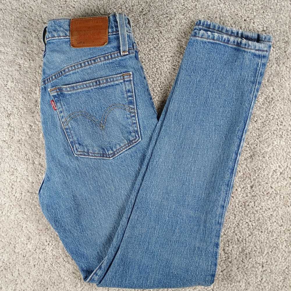 Levis 501 Skinny Jeans Womens 27 Big E Made in USA High Rise EUC - Picture 4 of 16
